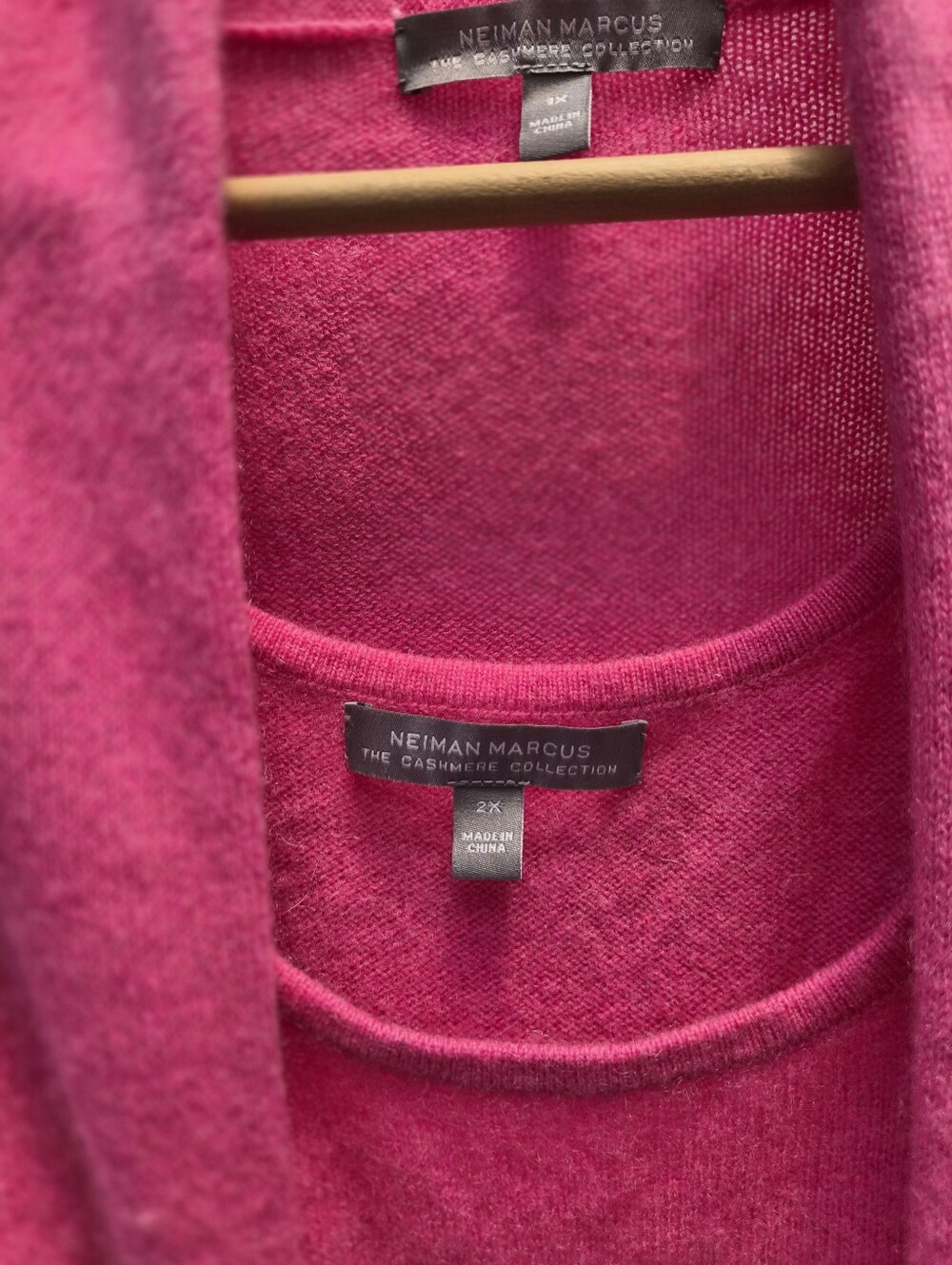 Neiman Marcus Cashmere Duster Cardigan 1X Tank 2X Set Hot Pink Barbiecore Luxury - Picture 7 of 16